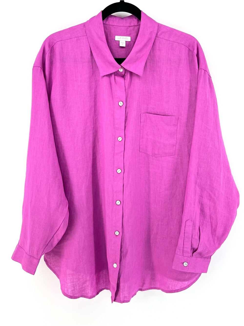 J Jill Linen Essential Shirt Sz XL Tall Magenta Berry Pink Lagenlook Minimalist